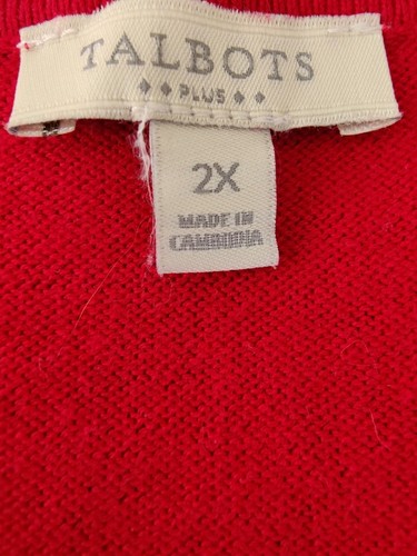 2X Talbots Ladies Sweater Top Red V-Neck 100% Cotton Knit Long Sleeve - Picture 5 of 6