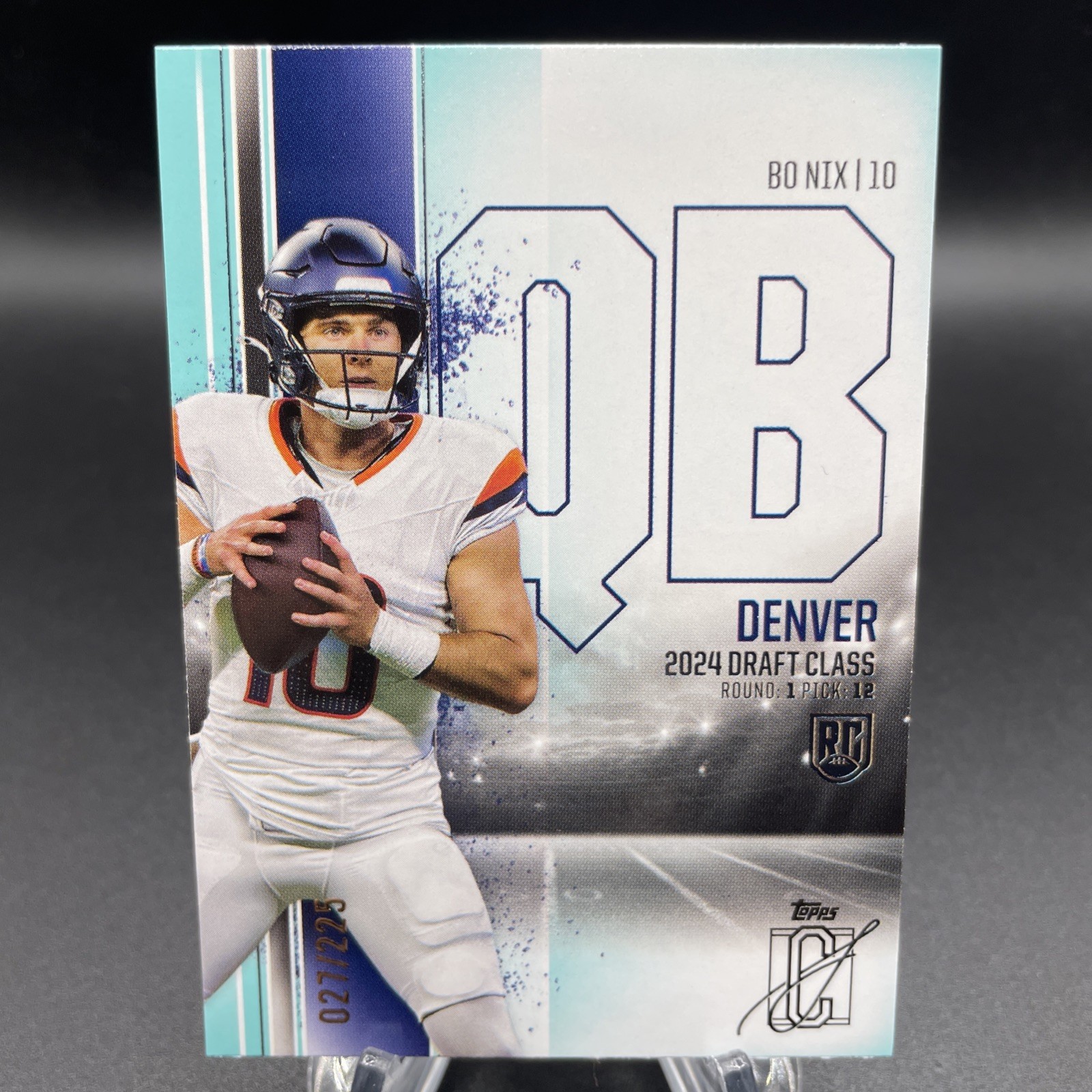 2024 Topps Signature Class Bo Nix Aqua Rookie /225 #100 Denver Broncos