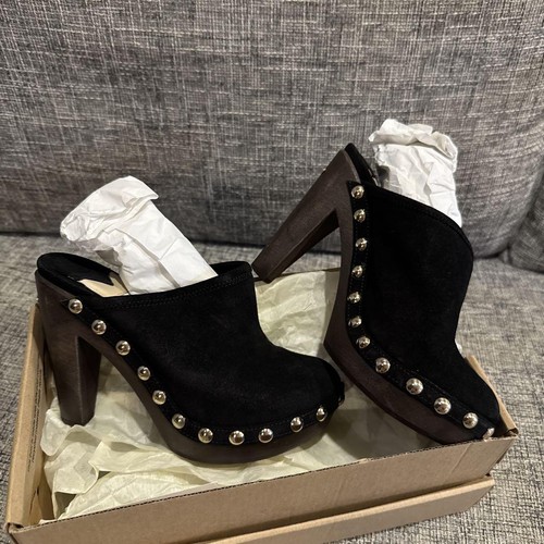 Jimmy Choo Mules Sandals Heel Studs Suede Black EU34.5/US4.5 56071c - Imagen 16 de 24