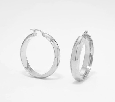 1,5'' polierte mollige gewölbte runde Ohrringe echt massiv 925 Sterlingsilber QVC