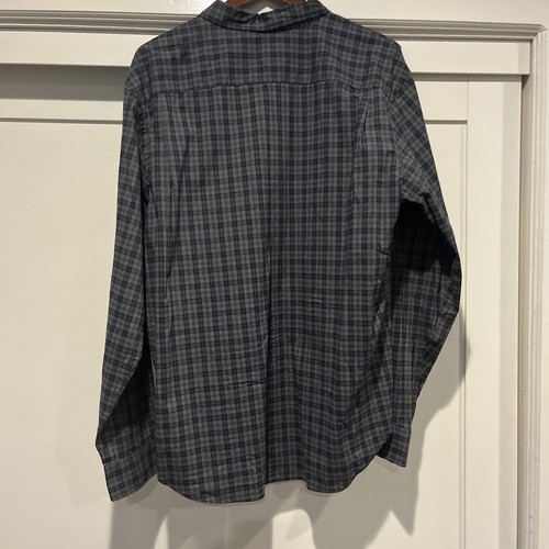 Camisa de uso diario Old Navy para hombre XL azul gris a cuadros con botones flexible incorporada nueva con etiquetas - Imagen 4 de 4