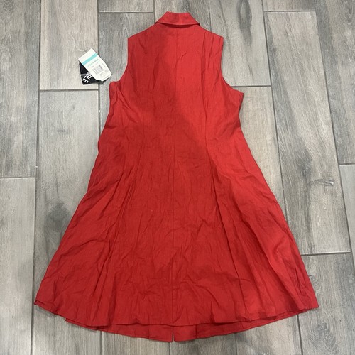 Neu mit Etikett! Vintage R&M Richard’s rot 100 % Leinen ärmelloses Shirtkleid Damen US 16 - Bild 9 von 9