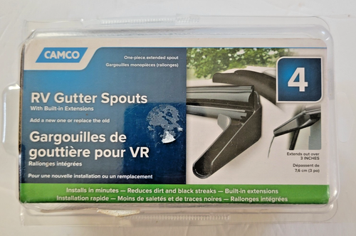 Camco 42452 Black Drip Rail Gutter Spouts - 4pk NEW - Picture 2 of 3
