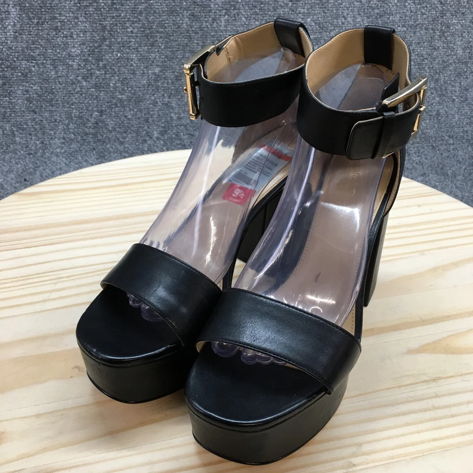 NUEVO Michael Kors Tacones Mujer 9.5 M Tara Plataforma Tobillo Tirantes Cuero Negro Foto 3 de 4