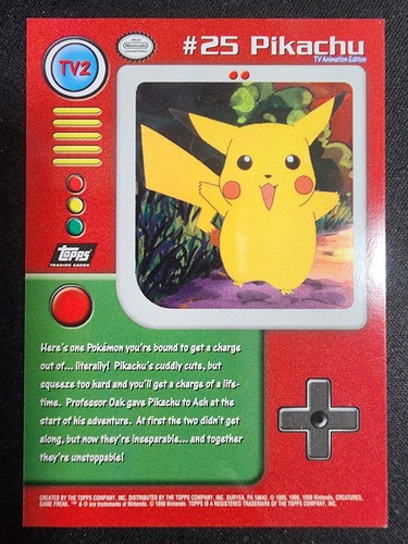 TV2 #25 Pikachu 1999 Pokémon Black Label Topps Serie 1 Karte - LP+ - Bild 9 von 14