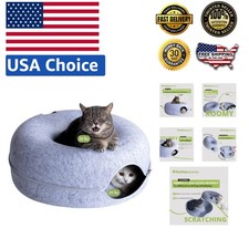Interactive Cat Cave with Detachable Tunnel: Perfect for Large Cats  Kittens