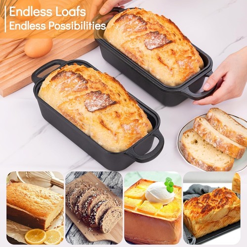 Sartén para pan de hierro fundido con tapa bandeja para hornear pan casero - Imagen 9 de 9