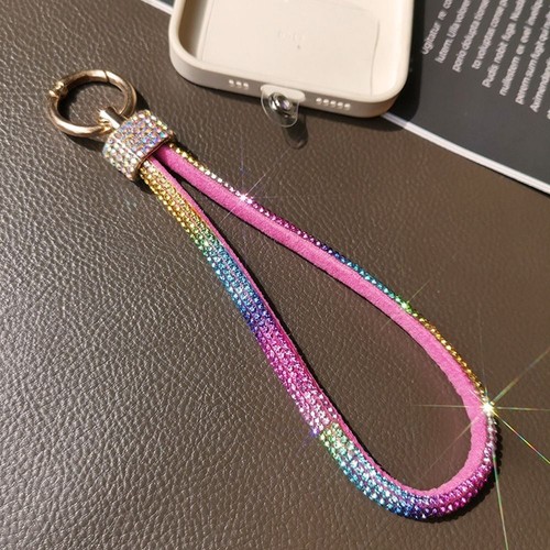 Keychain Diamond Crystal Anti-lost Rope Bright Wrist Straps Phone Accessories - Photo 6 sur 22
