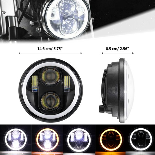4PCS 5-3/4" 5.75 inch Round Yellow LED Angel Eye Headlights For Chevrolet Impala - Picture 5 of 12