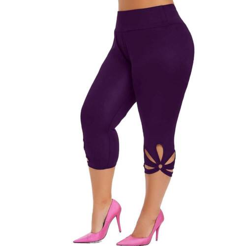 Plus Size Womens Stretch Capri Skinny Pants Ladies Cropped Workout Yoga Trousers - Picture 18 of 25