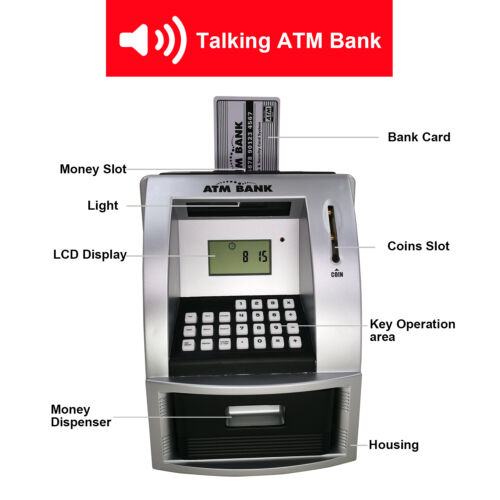 Toy Talking ATM Bank ATM Machine Savings Bank for Kids - Picture 3 of 6