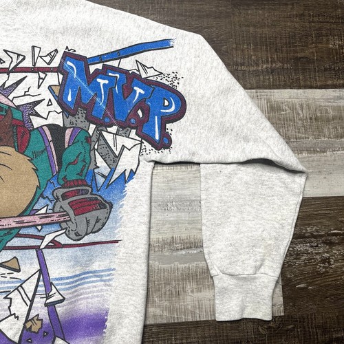Vintage Taz MVP Hockey Pullover Sweatshirt Looney Tunes 1994 Warner Bros Freeze - Picture 2 of 9