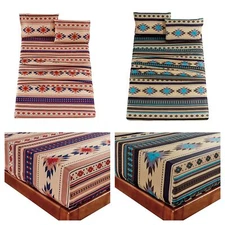 Chezmoi Collection 4-Piece Southwestern Tribal Multi-Color Sheet Set