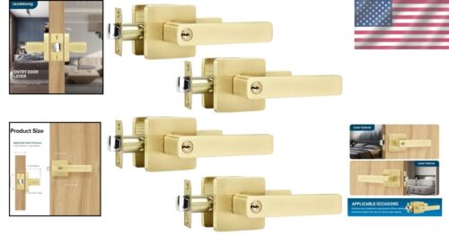Universal 4 Pack Entry Door Lock Handles - Keyed Alike for Stylish Security - Picture 2 of 10