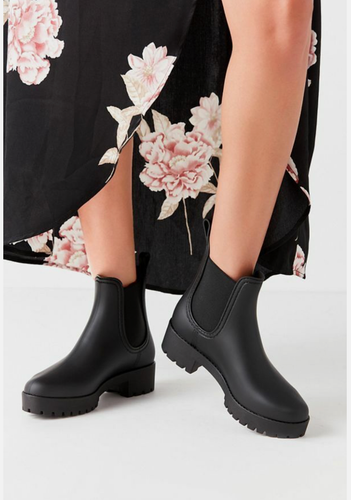 Jeffrey Campbell Cloudy Black Matte Chelsea Platform Waterproof Rain Boot 11 - Picture 1 of 9