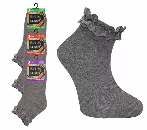 3-6 PAIRS GIRLS SCHOOL COTTON LACE SOCKS FRILLY LACE ANKLE SOCKS ALL SIZES - Picture 14 of 18