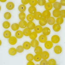 Glass Beads Yellow Transparent Round 6mm. Pack of 50. Made in India.