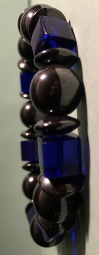 ASSORTED COLOR GLASS BEAD HEMATITE MAGNETIC BRACELETS ELASTIC CORD ADJUSTABLE - Picture 41 of 60