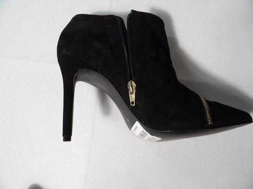 Saks Fifth Avenue Womens Sz 9 Elena Heel Bootie Suede Black Zipper Stiletto Pump - Picture 4 of 20