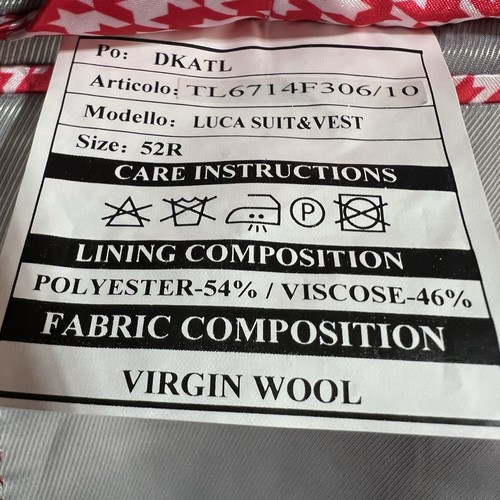 Tiglio Rosso Lanificio Di Biella Virgin Wool Suit 52R Pants 40x27.5 Vest 3PC - Picture 10 of 18