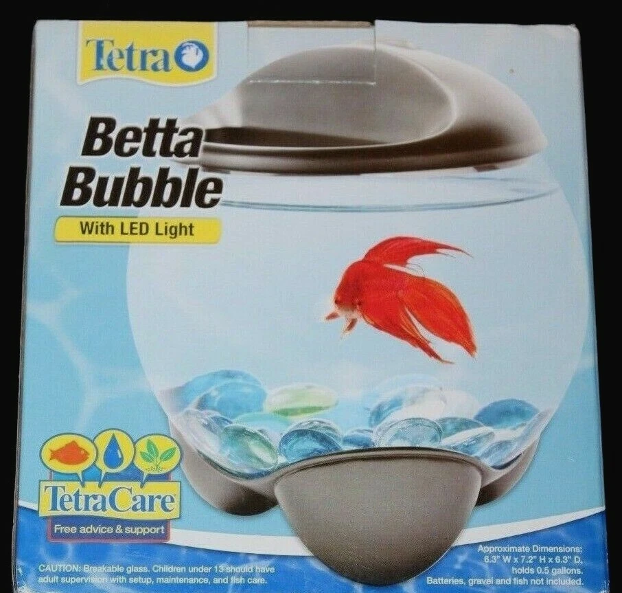 Tetra Betta Bubble w/ LED Light Crystal-Clear Glass Fish Bowl