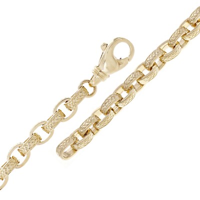 10K Real Yellow Gold Rolo Link Bracelet 7 Inches - 10k Gold Chain