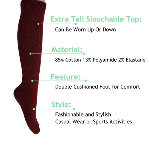 Calcetines Slouch algodón arrugado hasta la rodilla calcetines altos extra largos y pesados - Imagen 179 de 180