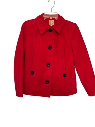 Abrigo para mujer JM Collection Petite rojo con botones bolsillos y escote con cuello P/P - Imagen 1 de 8