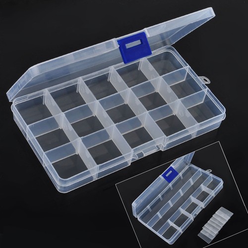 Plastic Craft Storage Box Clear Organizer 15 Compartment Craft Jewelry Bead Case - Bild 2 von 5
