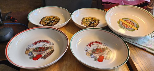 * Pasta Bowl Set 1 Serving 3 different patterns SET OF 5 bowls