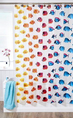 POLYESTER FABRIC READY MADE BATHROOM SHOWER CURTAINS PVA RINGS SOLD SEPARATELY - Picture 2 of 9