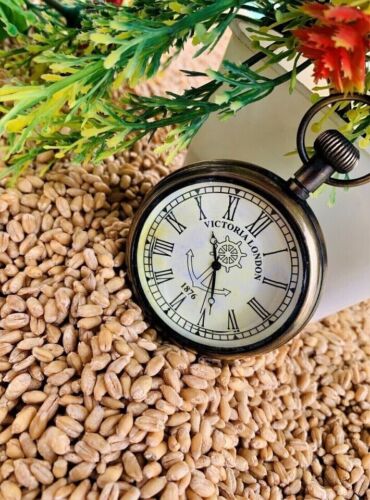 Vintage Messing Taschenuhr mit Holzbox Antike Taschenuhr Herren Damen Geschenk - Bild 6 von 8