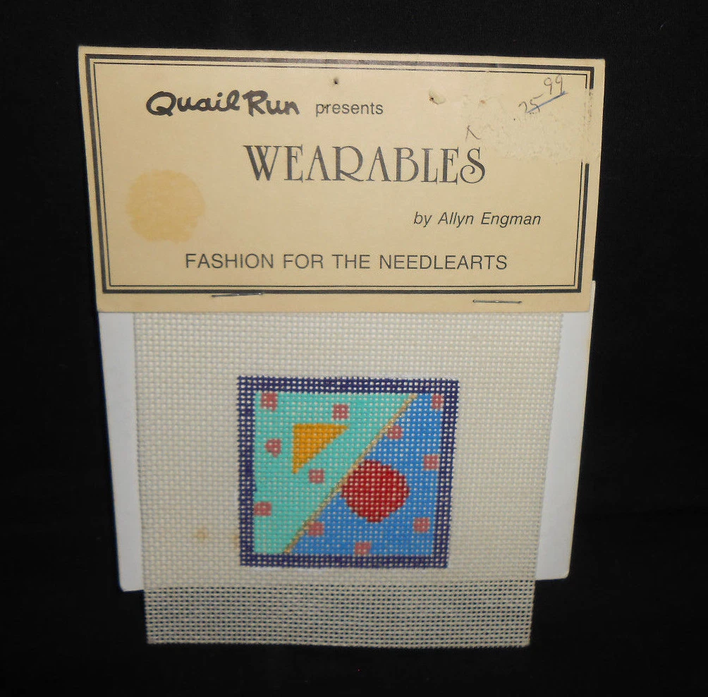 Vtg 80s Quail Run HP Allyn Engman MOONVIEW Pin Geometric Needlepoint  Canvas 18 | eBay