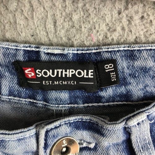 Southpole Boys Mid Rise Slim Straight Stretch Blue Jeans Size 18 - Picture 10 of 12