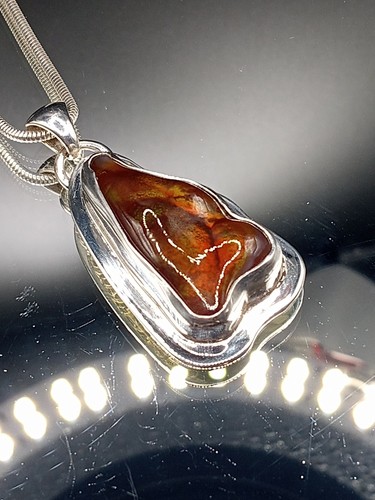 Feuerachat Anhänger Arizona geschnitzter Edelstein Sterlingsilber Schlachtberg  - Bild 6 von 10
