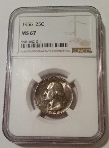 1956 Washington Quarter MS67 NGC Nice Toning