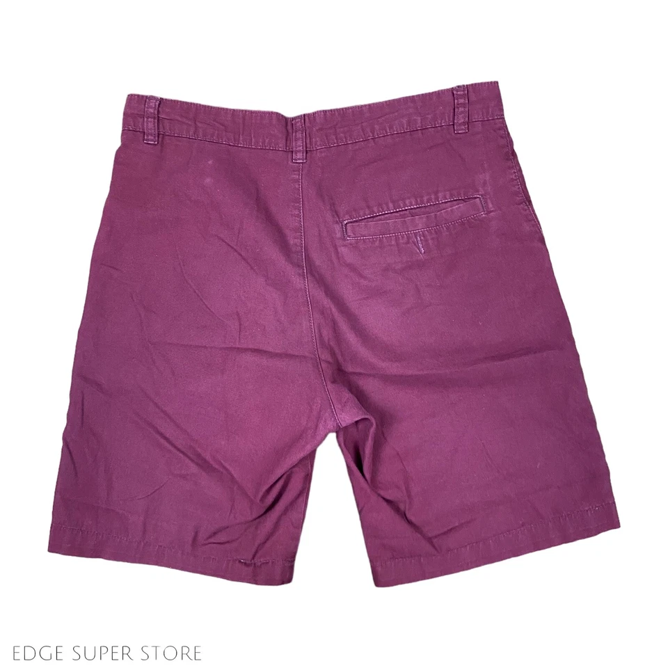 H&M Divided Dark Red Distressed Chino 9" Inseam Cotton Bermuda Shorts Size 28 - Image 4 of 4