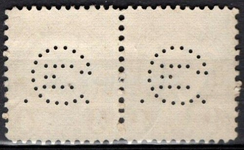 Perfins USA 1930, Sc685 2x 4c Taft. Used GE - Picture 2 of 3
