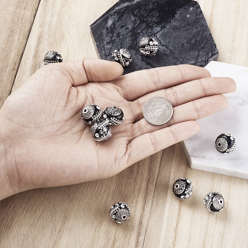 10 piezas Cuentas únicas hechas a mano de Indonesia con cuentas núcleo de metal fabricación artesanal 14 ~ 15 mm - Imagen 21 de 37