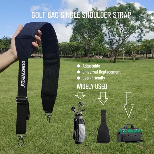 Golf Bag Shoulder Strap Upgraded Single Padded Adjustable Strap Black - Picture 5 of 6