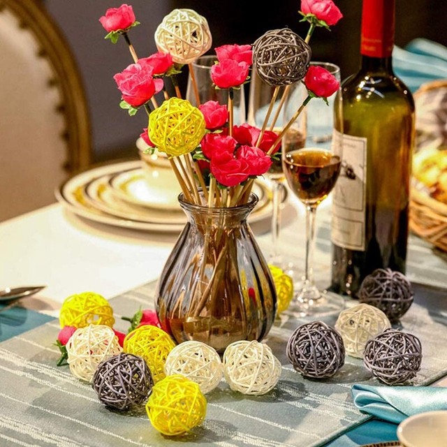 SODIAL Rattan Ball 24PCS 2 Inch Decorative Balls Orbs Vase Bowl Fillers SODIAL Rattan Ball 24PCS 2 Inch Decorative Balls Orbs Vase Bowl Fillers