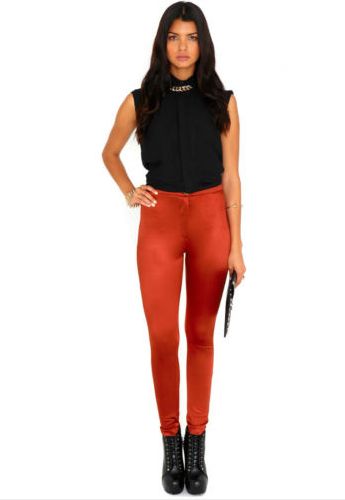 Topshop Red High Waisted Shiny Disco 