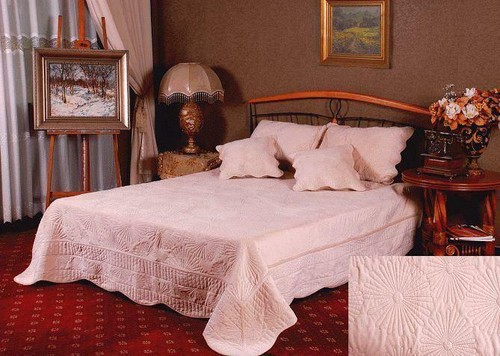 Tache 3-5 PC Cream Blue Tan Super Soft Plush Velvet Waves Quilt Bedspread Set - Picture 12 of 13