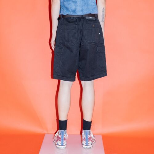 Vintage 90's faded CAT diesel power cargo jean shorts in black - Picture 3 of 6