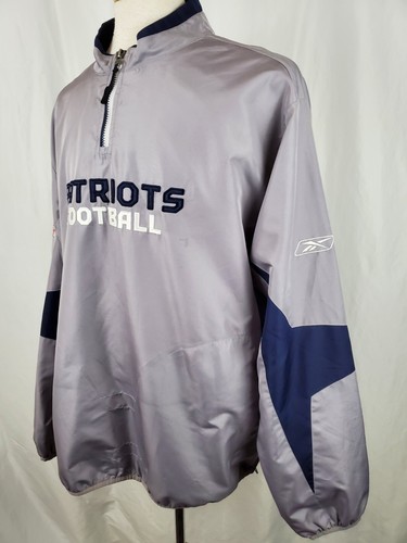 Giacca a vento New England Patriots Reebok XL 1/4 zip grigia NFL On Field Team - Foto 4 di 10