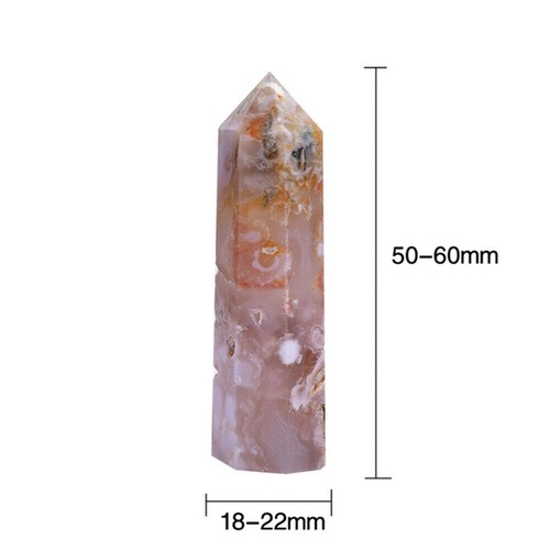 1* Natural Flower Agate Tower Quartz Crystal Obelisk Wand Point Stone Healing - Picture 9 of 17