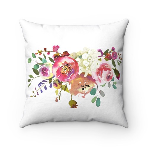 Pink Rose Spray Floral Throw Pillows, Home Decor  Decorative with Insert - Picture 1 of 7