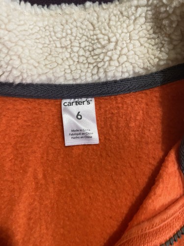 Carters Kids Boys Orange Pullover Sweater w/half zipper, Size 6. Pre-owned. - Picture 5 of 5
