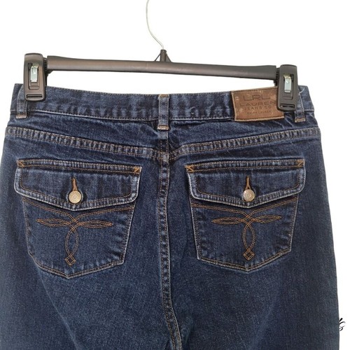 Lauren Ralph Lauren Women's Bootcut Jeans Size 8 Dark Wash Mid Rise Flap Pocket - Picture 5 of 8