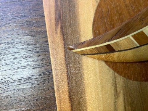 Ilustración de marquetería de madera Robert W. Johnson velero en el lago - firmada - 1995 - Imagen 7 de 7